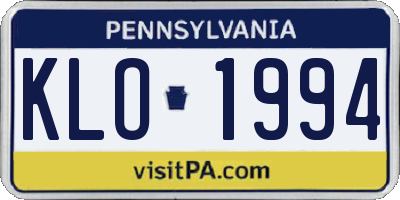 PA license plate KLO1994