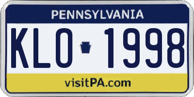 PA license plate KLO1998