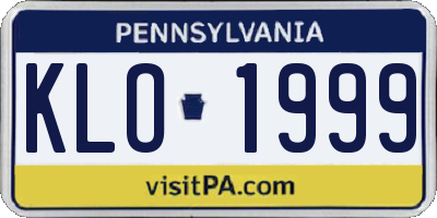 PA license plate KLO1999