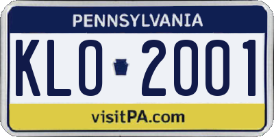 PA license plate KLO2001