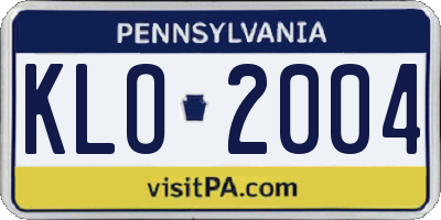 PA license plate KLO2004