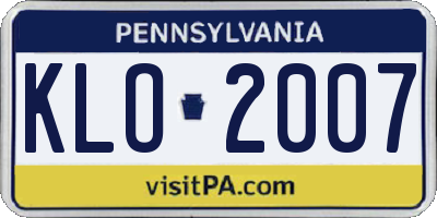 PA license plate KLO2007