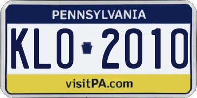 PA license plate KLO2010