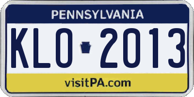 PA license plate KLO2013