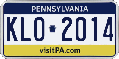 PA license plate KLO2014
