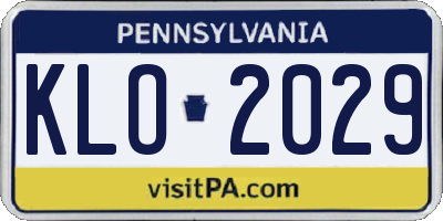 PA license plate KLO2029