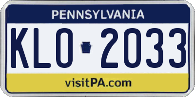 PA license plate KLO2033