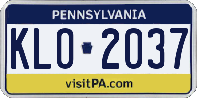 PA license plate KLO2037