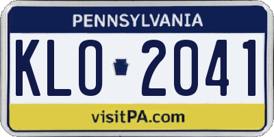 PA license plate KLO2041