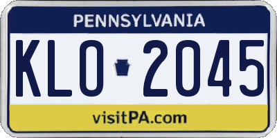 PA license plate KLO2045