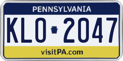 PA license plate KLO2047