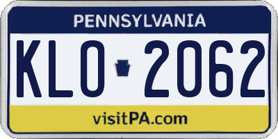 PA license plate KLO2062