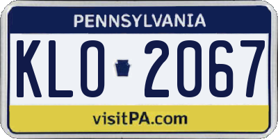 PA license plate KLO2067