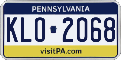 PA license plate KLO2068