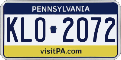 PA license plate KLO2072