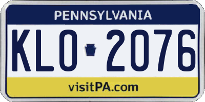 PA license plate KLO2076
