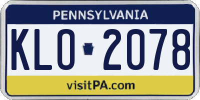 PA license plate KLO2078