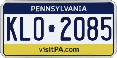 PA license plate KLO2085