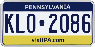 PA license plate KLO2086