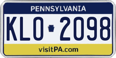 PA license plate KLO2098