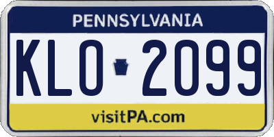 PA license plate KLO2099