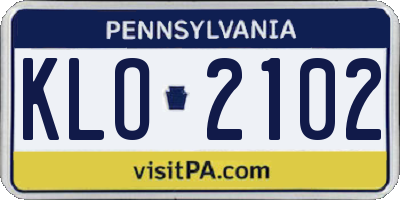 PA license plate KLO2102