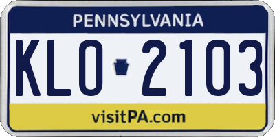 PA license plate KLO2103