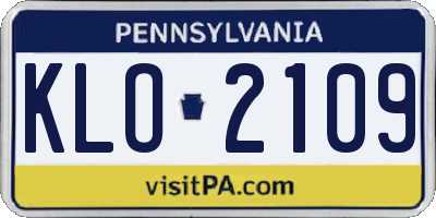 PA license plate KLO2109