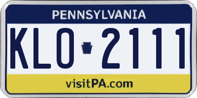 PA license plate KLO2111