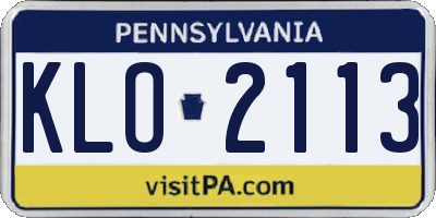 PA license plate KLO2113