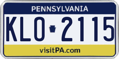 PA license plate KLO2115