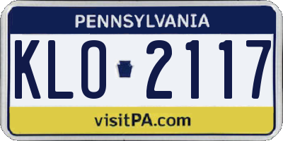 PA license plate KLO2117