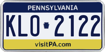 PA license plate KLO2122
