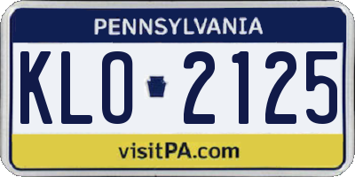 PA license plate KLO2125