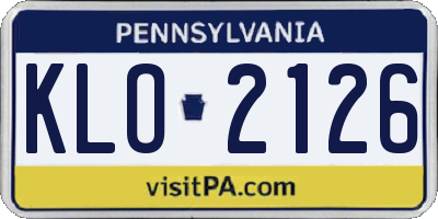 PA license plate KLO2126