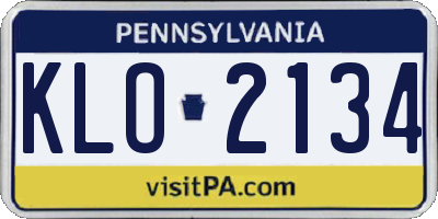 PA license plate KLO2134