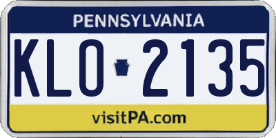 PA license plate KLO2135