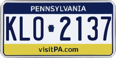 PA license plate KLO2137