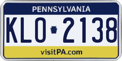 PA license plate KLO2138