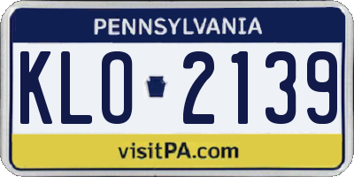 PA license plate KLO2139