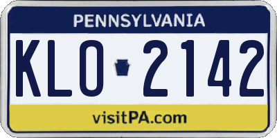PA license plate KLO2142