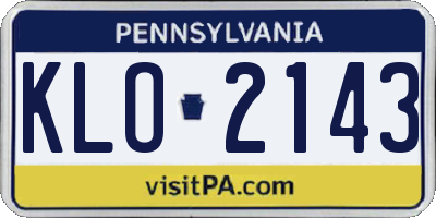PA license plate KLO2143