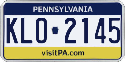 PA license plate KLO2145
