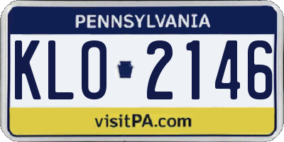 PA license plate KLO2146