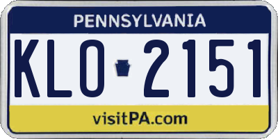 PA license plate KLO2151