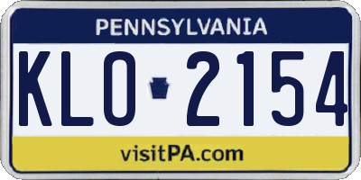 PA license plate KLO2154
