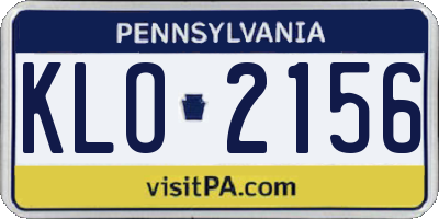 PA license plate KLO2156