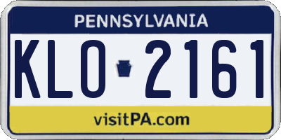 PA license plate KLO2161