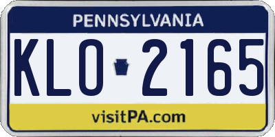 PA license plate KLO2165