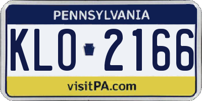 PA license plate KLO2166